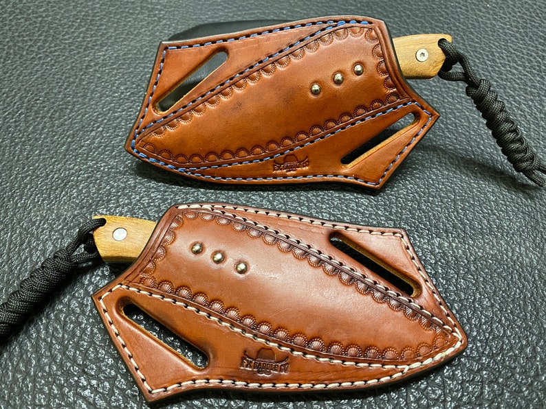 Pancake Knife Sheath With 6 Wood Knife Crossdraw Etsy