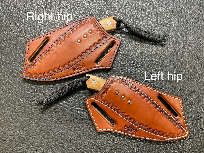 Pancake Knife Sheath With 6 Wood Knife Crossdraw Etsy