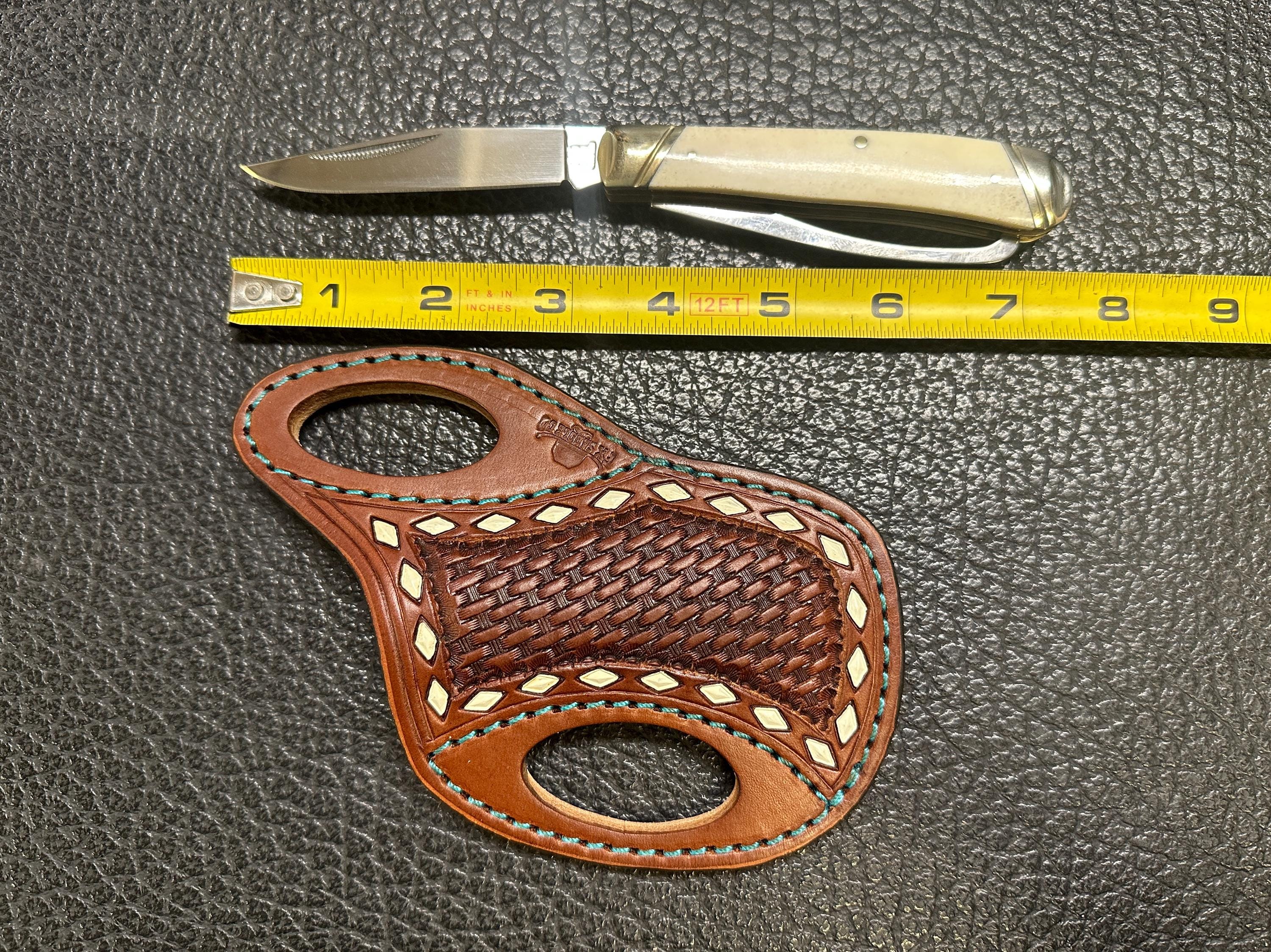 Custom Leather Pancake Sheath with Hoof Pick Knife / Equestrian / Holster Case