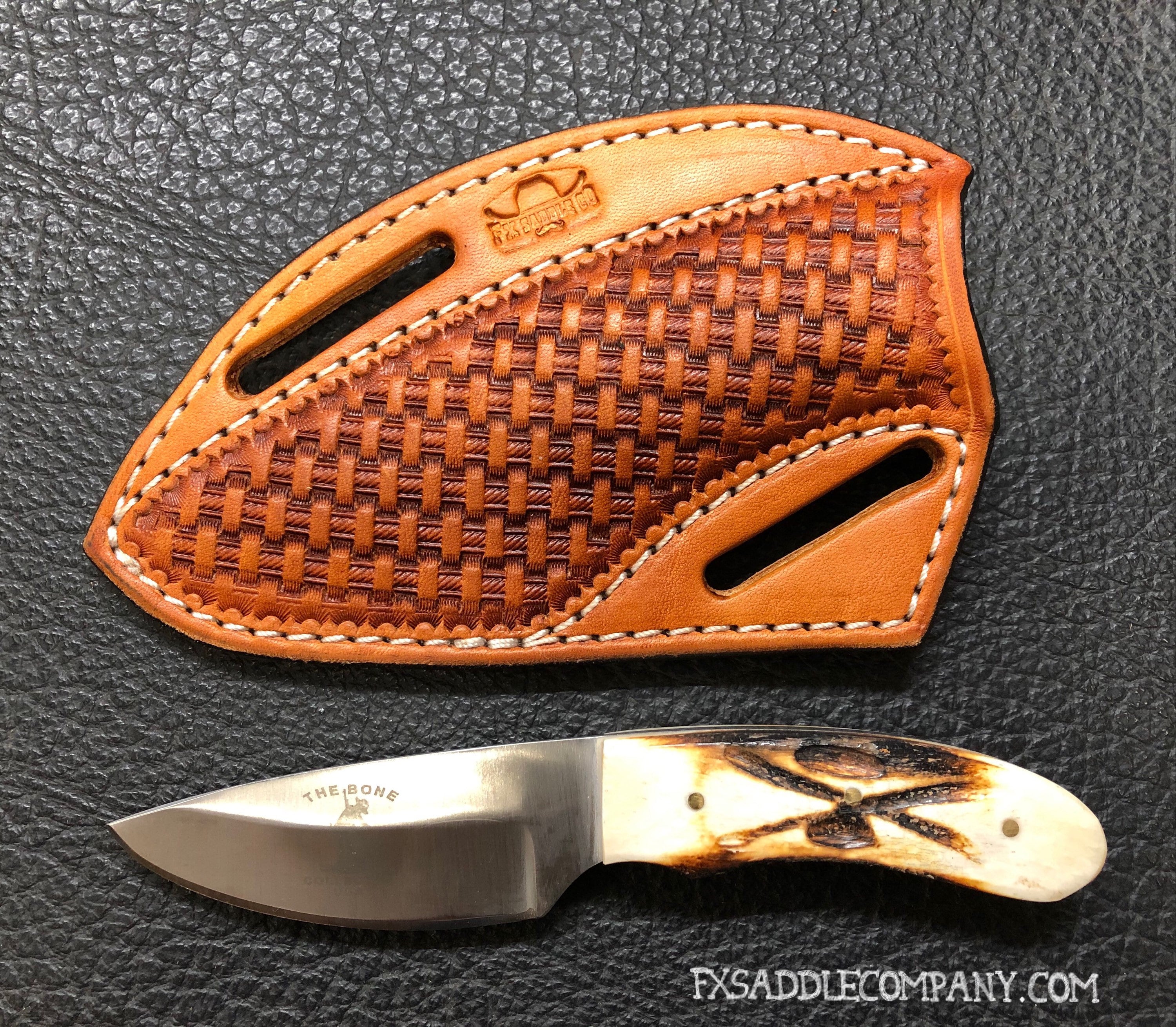 Pancake Knife Sheath With 6 Bone Knife Crossdraw Holster / Light Oil 