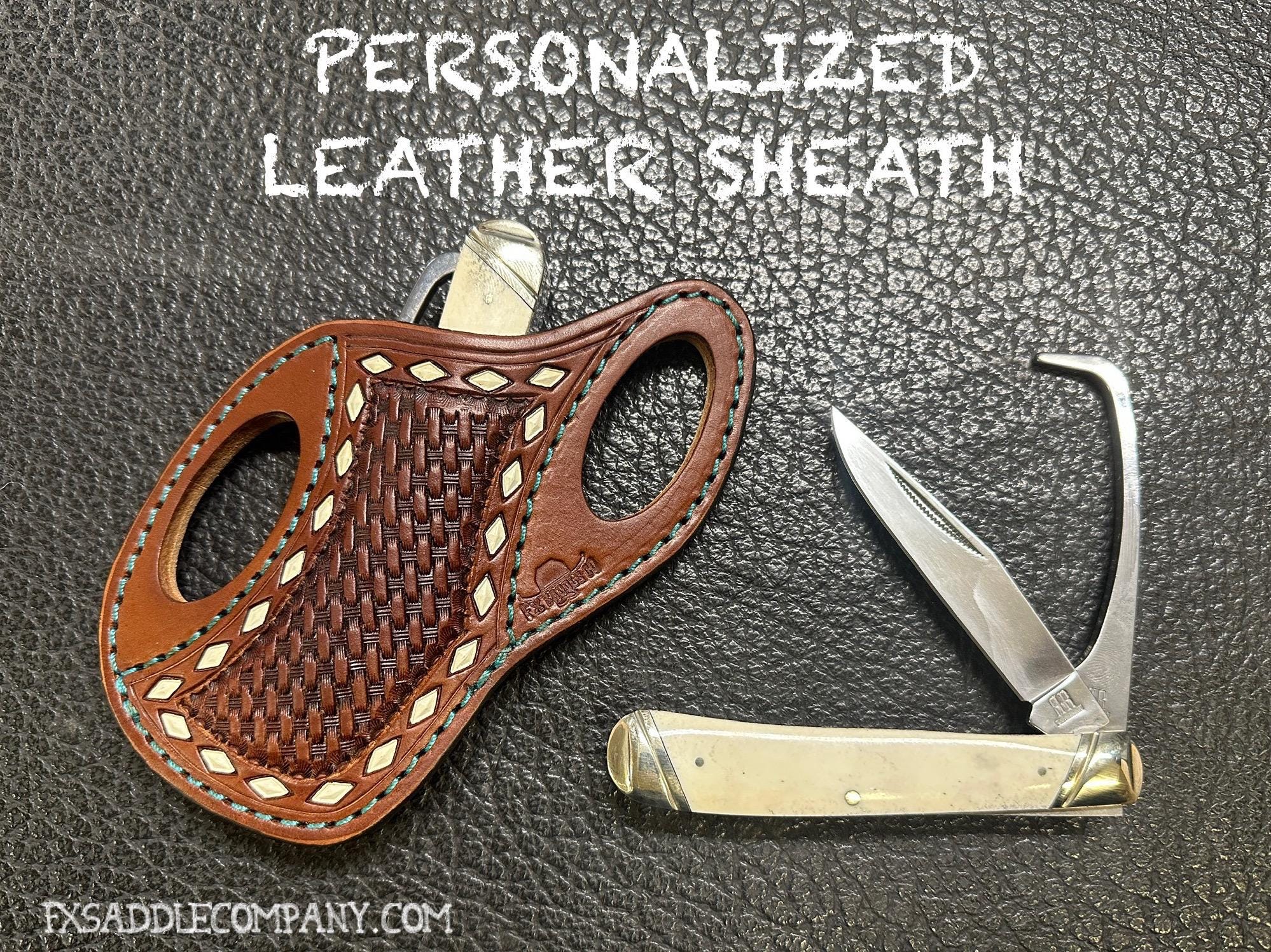 Custom Leather Pancake Sheath with Hoof Pick Knife / Equestrian / Holster Case