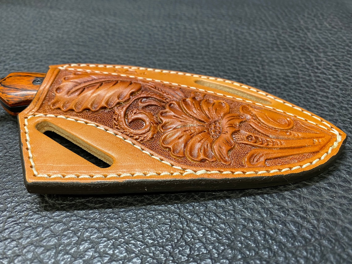 Pancake Knife Sheath With 6 Wood Knife Crossdraw Etsy