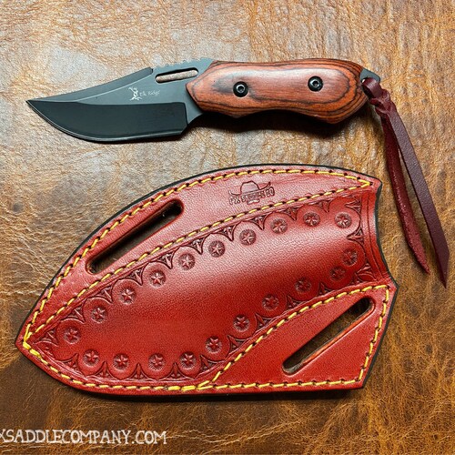 Pancake Knife Sheath With 6 Wood Knife Crossdraw Etsy