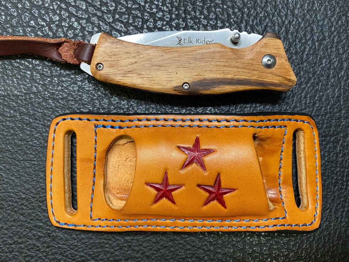 Funda De Cuero Para Cuchillo, Soporte Para Cuchillos De Bolsillo Organizador De Bolsillo Para Cinturon Edc Hecha A Mano Cruzada Con Dibujo Cruzado