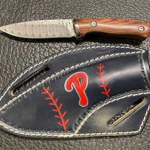 IN STOCK! - Pancake Knife Sheath with Wood Knife - Phillies Baseball