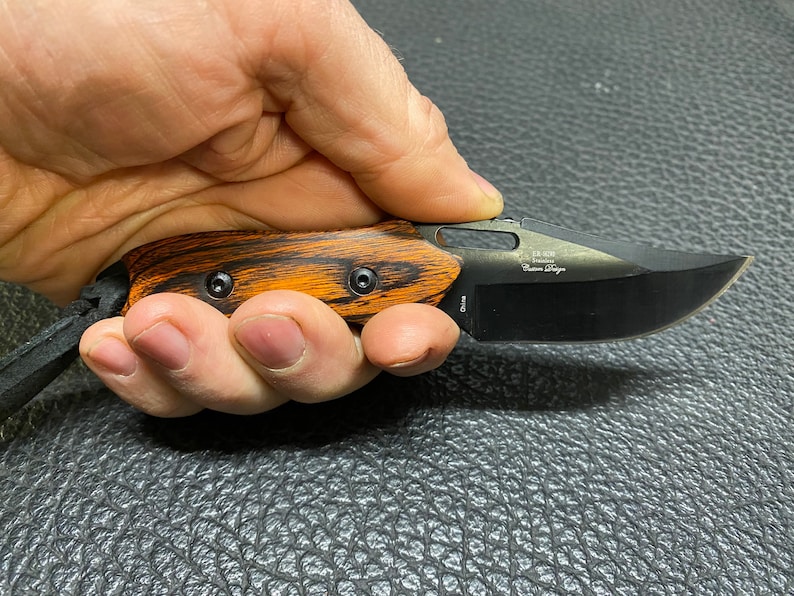 CUSTOM Pancake Knife Sheath With Wood Knife Crossdraw Etsy