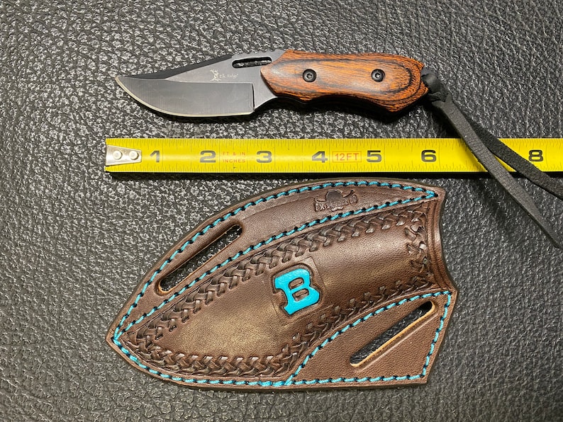 CUSTOM Pancake Knife Sheath With Wood Knife Crossdraw Etsy