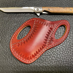 IN STOCK! - Folding Pocket Knife with Pancake Knife Sheath / Red