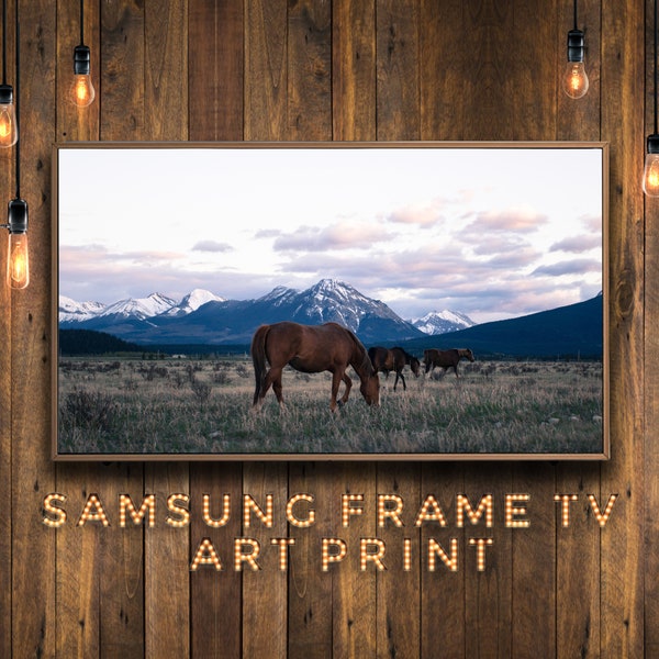 Samsung Frame TV Digital Art Print - Horses in Banff Alberta Canada -  Landscape Photo for The Frame TV