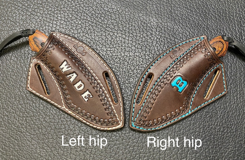 CUSTOM Pancake Knife Sheath With Wood Knife Crossdraw Etsy