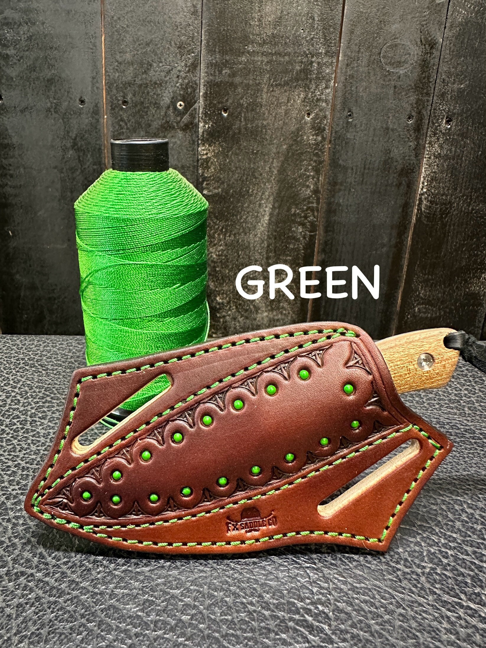 CUSTOM Pancake Knife Sheath With EDC Knife - GREEN / Crossdraw