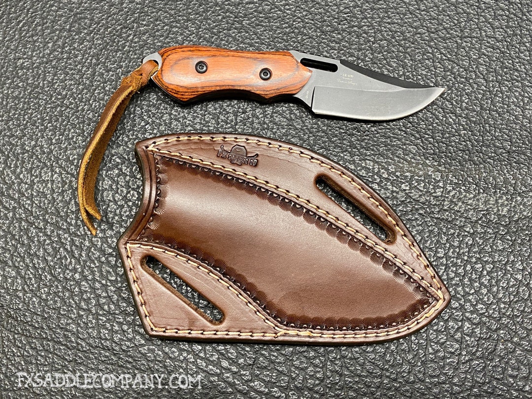 CUSTOM Pancake Knife Sheath With 6 Wood Knife Crossdraw Holster / Dark
