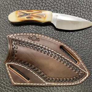 EDC Pancake Knife Sheath With Bone Knife Crossdraw Holster / Braided ...