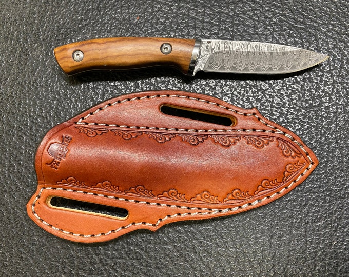 IN STOCK Pancake Knife Sheath With Wood Knife Cowboy Etsy