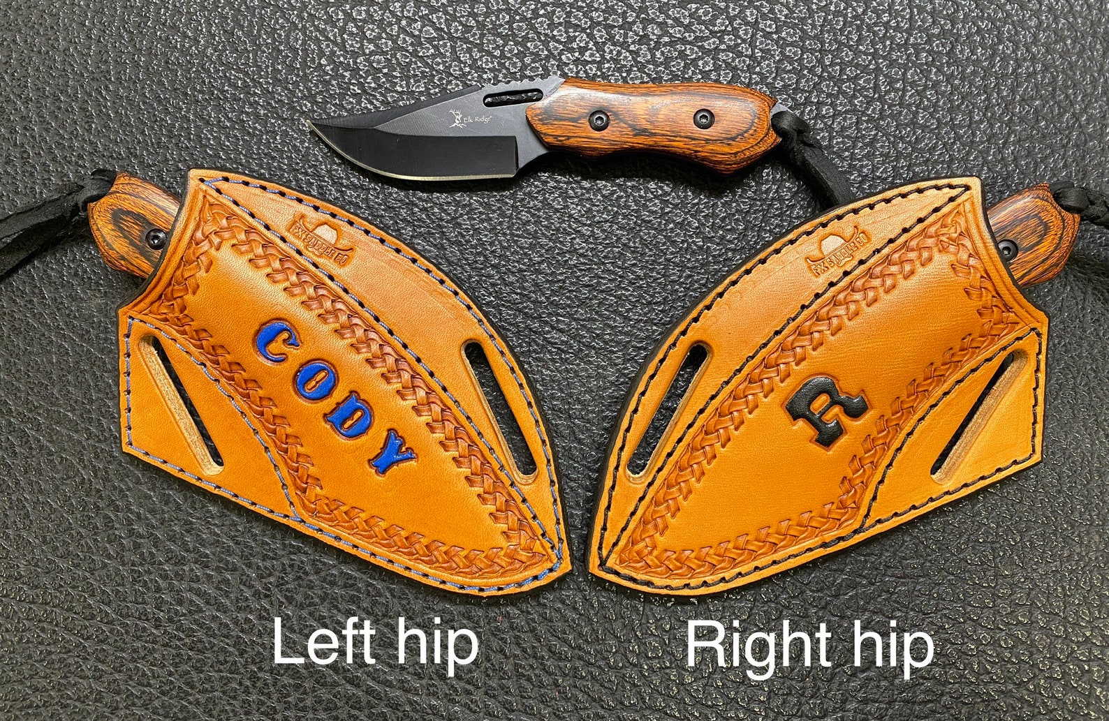 CUSTOM Pancake Knife Sheath With Wood Knife Crossdraw Etsy