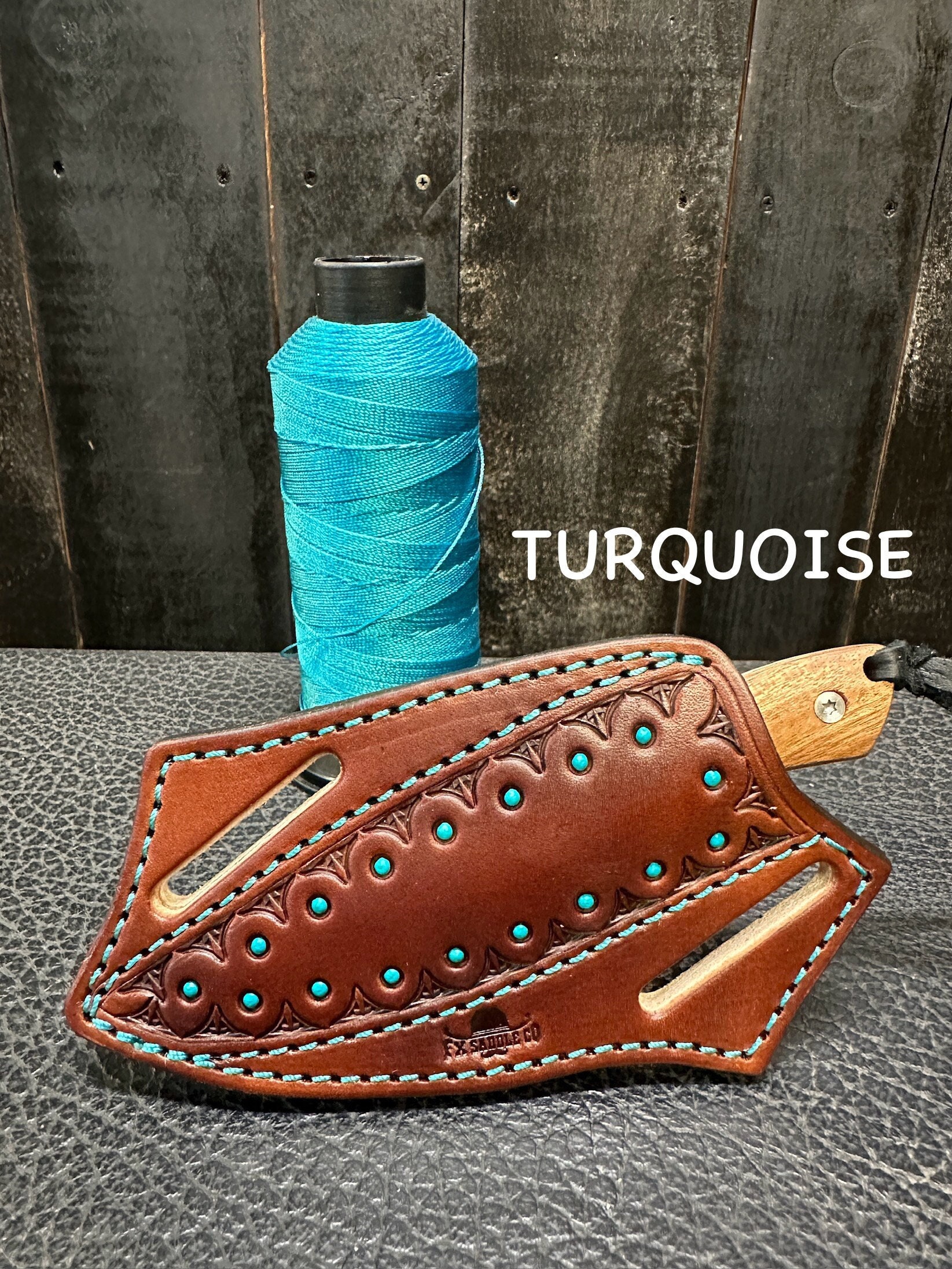 CUSTOM Pancake Knife Sheath With EDC Knife - TURQUOISE / Crossdraw