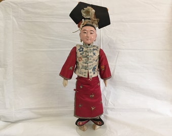 30cm Chinese Folk Qing Dynasty Princess Silk Figurine Doll Embroider Dolls Red