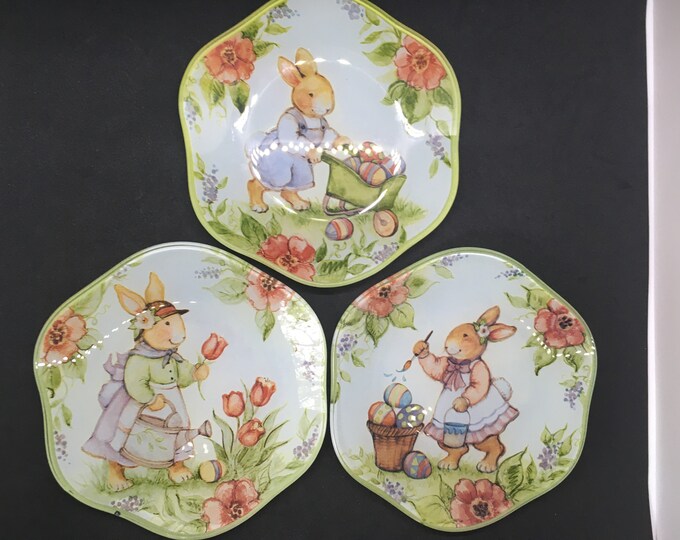Three Easter Rabbit Bunny Themed Plates - Etsy