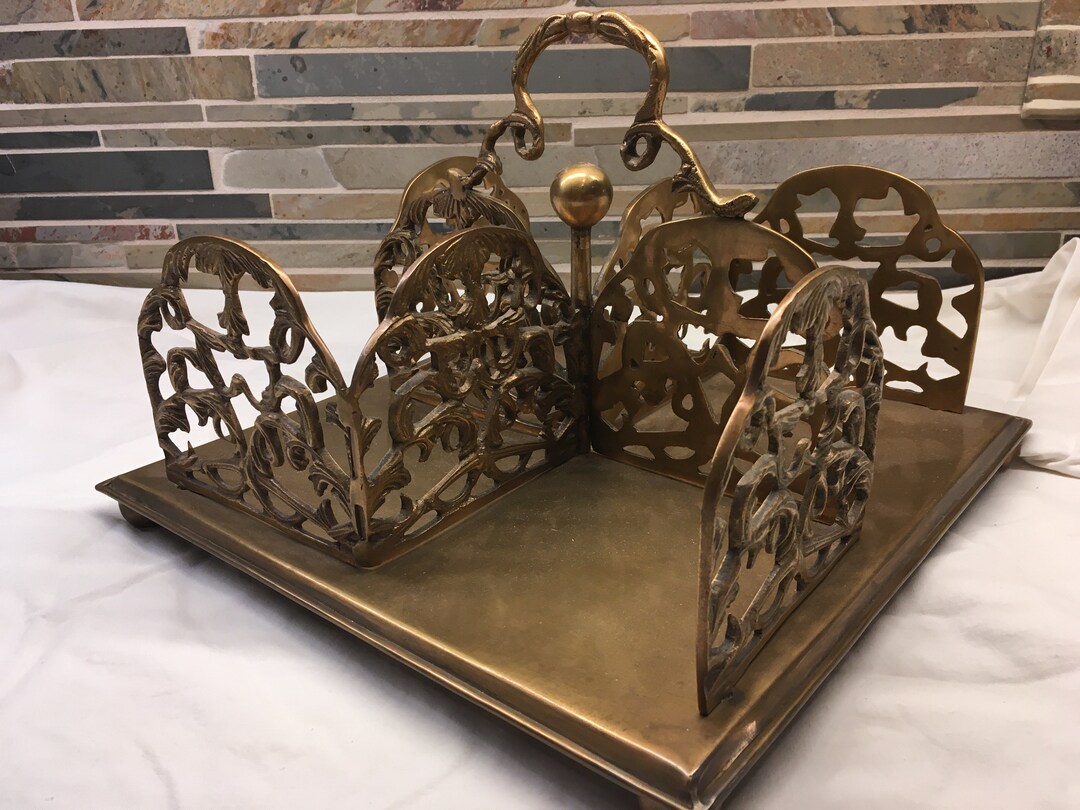 Vintage Cast Brass Bar Tray Organizer Made in India Etsy