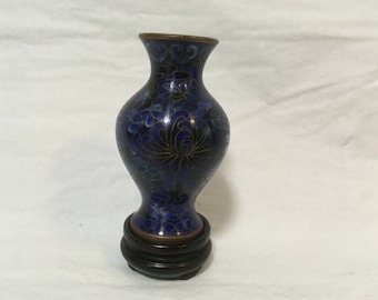 Vase Cloisonné Vintage Multicolore - Décoration Asiatique Aux Motifs 3D Relief - Hauteur 7,75 Pouces - Occasion
