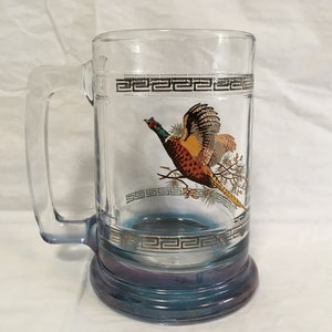 1960s Pheasant Glass Mug ~ MCM Wildlife Fowl Mug ~ Outdoorsman Hunter Mug ~ MULTIPLE AVAILABLE