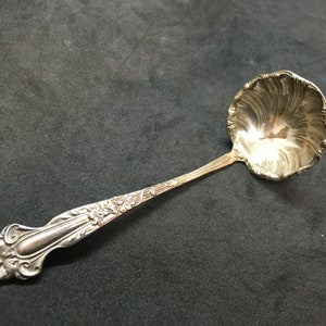 Antique Serling Silver Ladle Marked 1904 ~ 31 Grams ~ Floral Motif (J1)