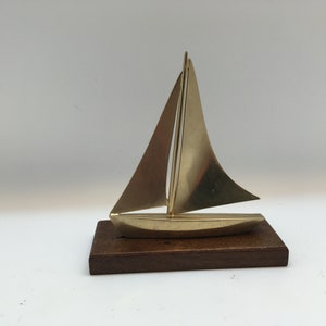 Silver Plated Bronze Yacht on Wood Base ~ Signed &quot;Made for Bob, Dec 1946&quot; ~ Artist: Daniel &quot;Danny Boy&quot; McLean Fulton (1900 – 1984) (J1)
