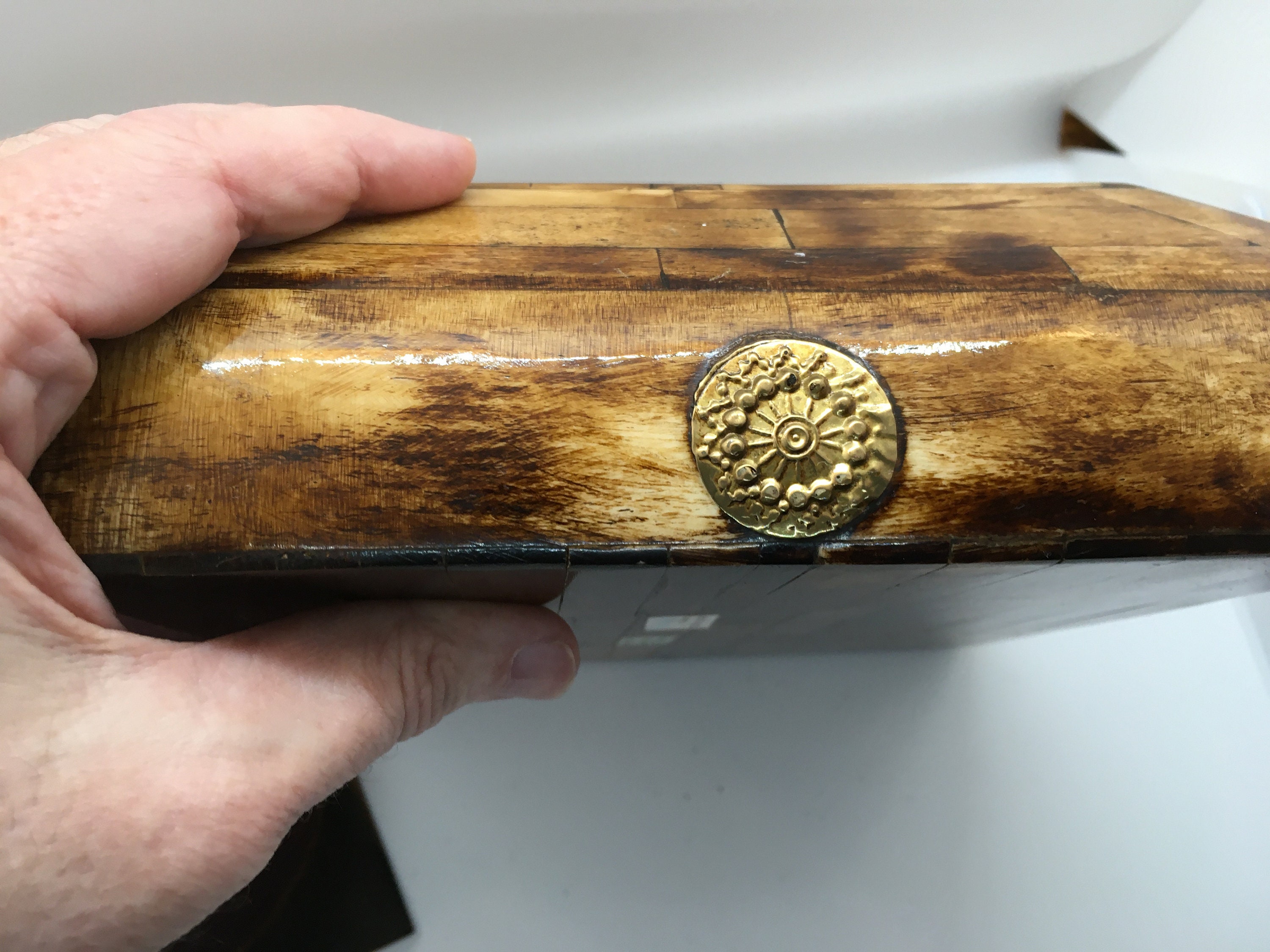 John Richard Collection Box Made in India Wood and Brass or Bone and Brass  Box Vintage Covered Box - Etsy