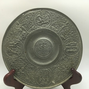 Antique 19th Century Pewter Plate ~ A. F. Malfait Bruxelles Brussels ~ 17th Century Design