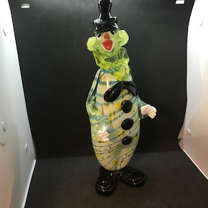 Vintage Murano Italy Hand-Blown Glass Circus Clown ~ 15.5&quot; Tall ~ Faded Label ~ AS IS