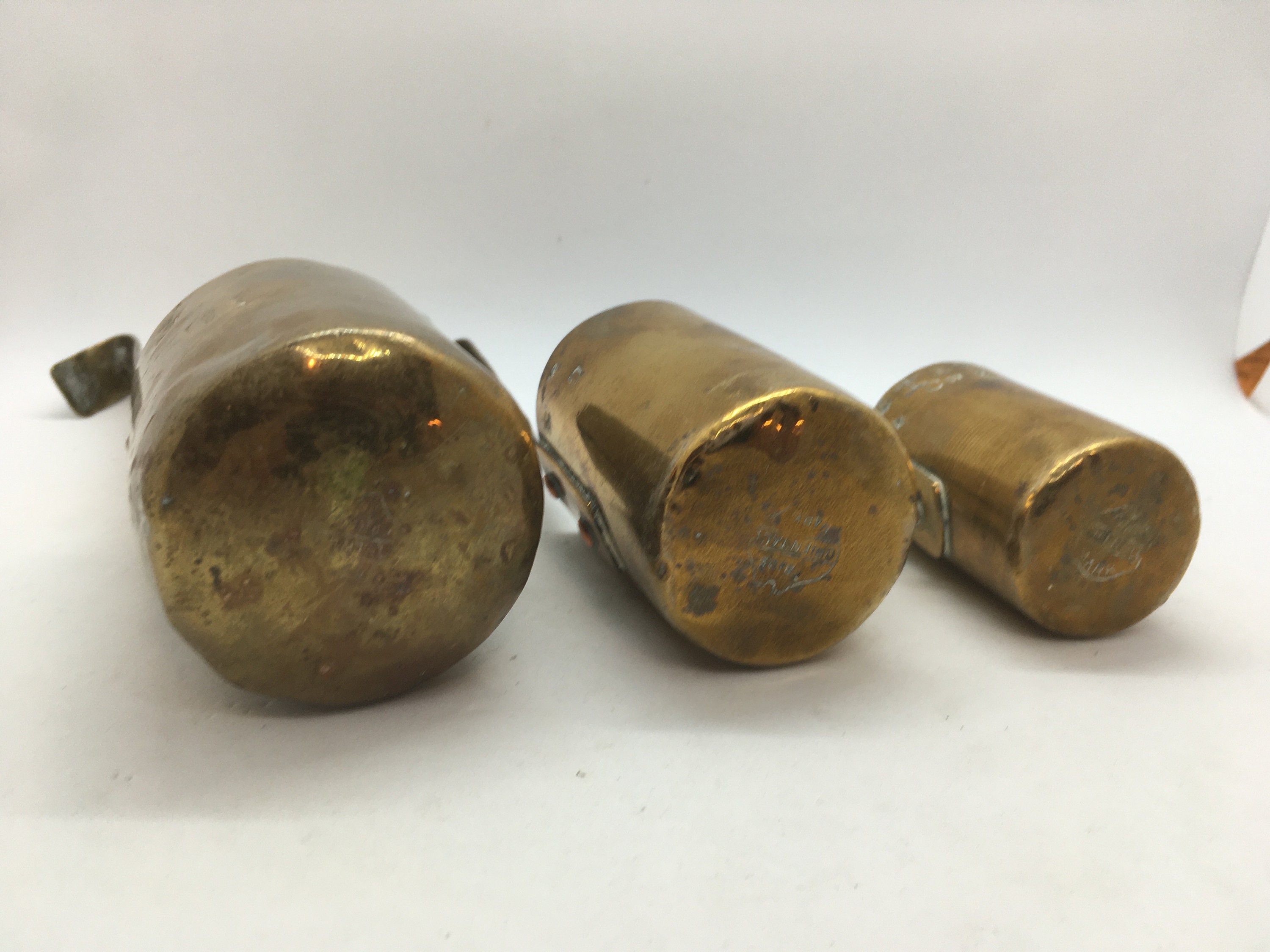 Antique Brass Measuring Cups 3 Total the Oriental Metal Etsy UK