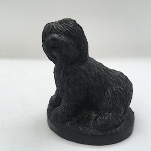 Vintage E & J Mining Memories Made with British Coal ~ Old English Sheepdog ~ Handmade Coal Figurine
