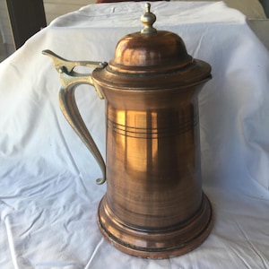 Vintage Large Copper over Tin Tankard or Coffee Pot