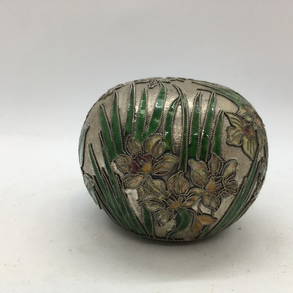 Chinese Cloisonne Sphere ~ Vintage Enamel Ornamental Ball