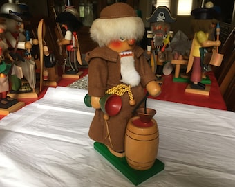 Steinbach Wooden Monk Wine Maker Nutcracker ~ 14.25 Inches Tall ~ Unmarked