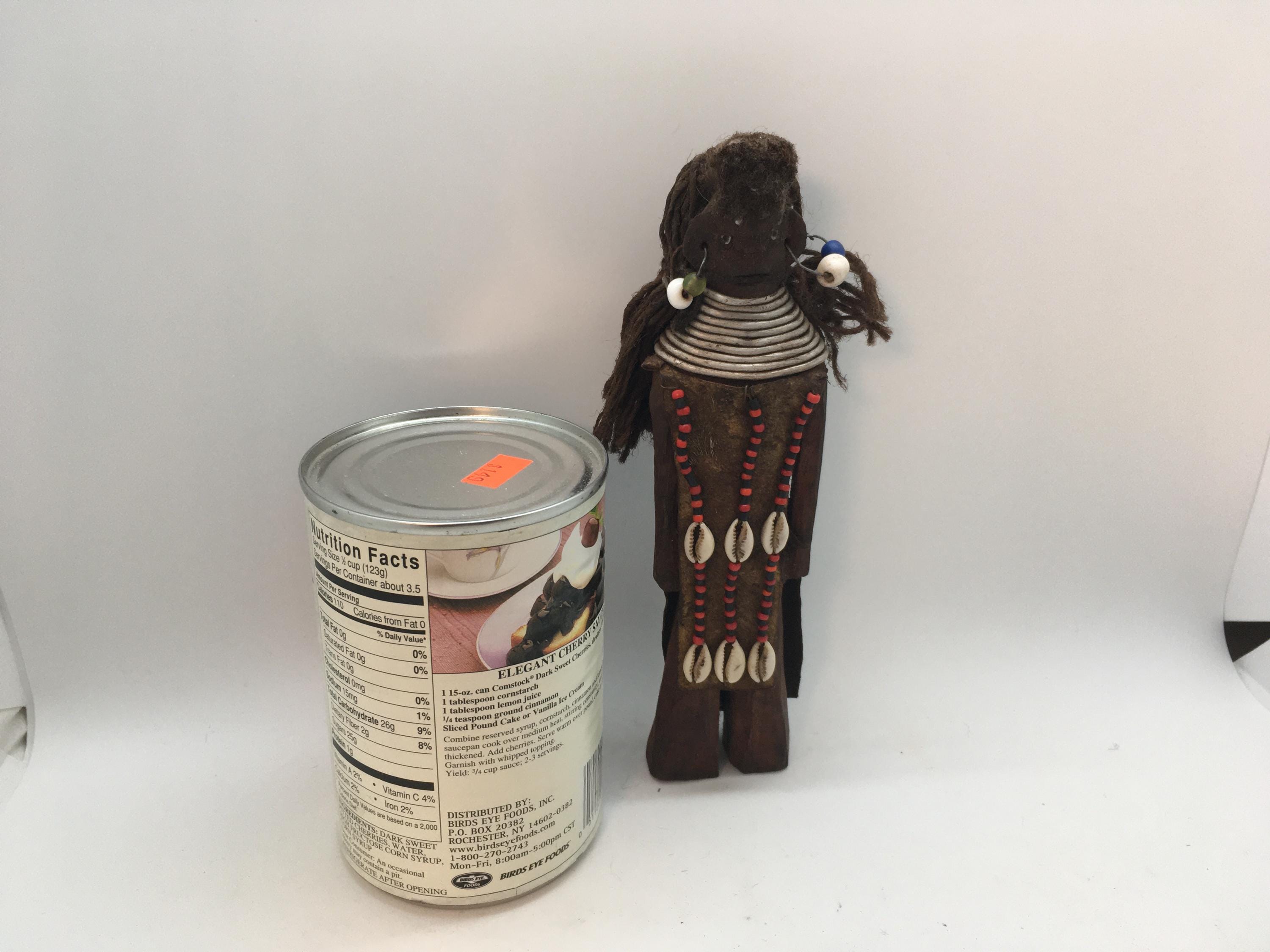 ヴィンテージアフリカンフォークアート木製人形像 - 高さ7.5インチ (S1