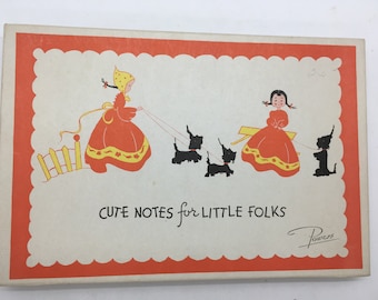 Vintage Note Paper and Envelopes ~ Cute Notes for Little Folks by Powers ~ New Old Stock Never Used