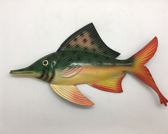 Vintage Lacquer Plastic Sea Fish Plaque Wall Hanging