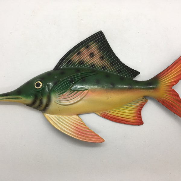 Vintage Lacquer Plastic Sea Fish Plaque Wall Hanging