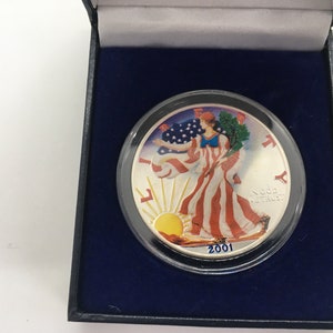2001 Colorized American Eagle Silver Dollar ~ 1oz .999 Fine Silver Coin New COA