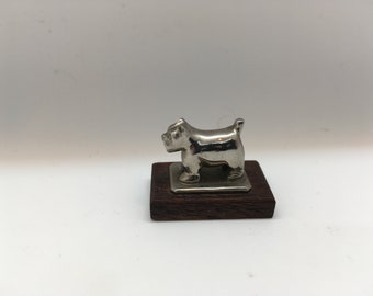 Silver-Plated Bronze Folk Art Pointer Dog on Wooden Base ~ Signed "JANE 1946" ~ Artist: Daniel "Danny Boy" McLean Fulton (1900 – 1984) (J1)