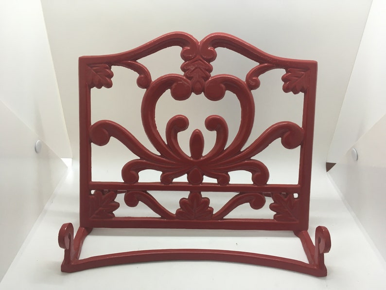 Vintage Red Cast Iron Cook Book Stand ~ Heavy 8Kitchen Cookbook Stand