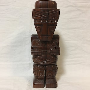 Latin American Hand-Carved Ironwood Aztec/Mayan Figure ~ Signed EBG ~ Vintage Mexican Figurine ~ Ironwood Figurine