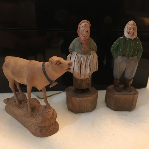 ヴィンテージアフリカンフォークアート木製人形像 - 高さ7.5インチ (S1