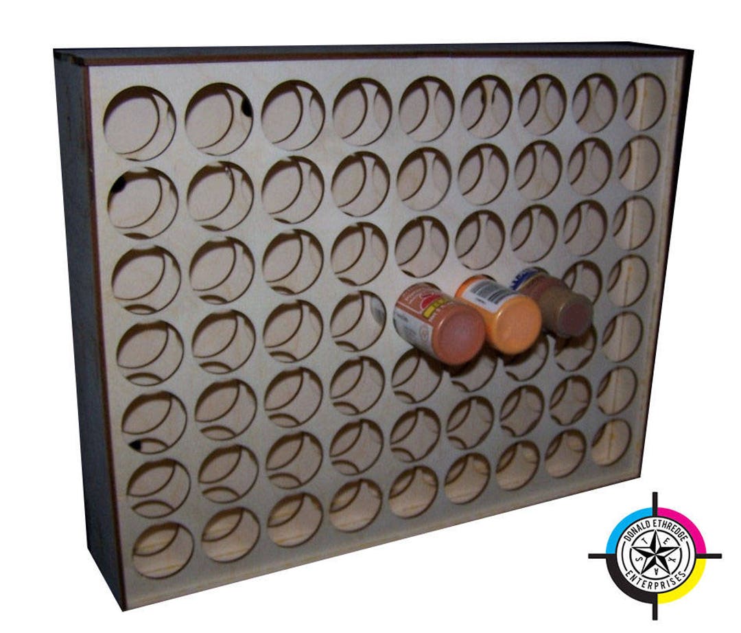 Wood Paint Bottle Rack Organizer for 2oz Craft Paints Wall Mountable 63