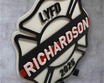Personalized Fire Desk Plaque | 3D Printed  | Fireman Gift | Desk Plaque | Fire House | First Responder Gift