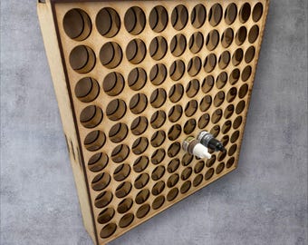 Wood Paint Bottle Rack Organizer for Vallejo  / Warpaint Paint - 100 Bottle Wall Mountable - 17ml / 0.574838oz Bottle Version
