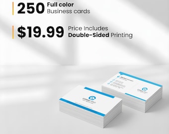 Full Color Business Cards 250 Printed, Custom Design, Double-Sided Print,Professional Marketing Cards.
