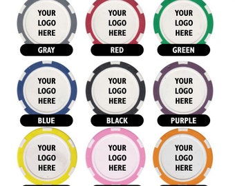 Custom Printed  Logo or Copy Poker Chips Sets of 25 - Full Color Logo Poker Chip - Custom Print Poker Chip
