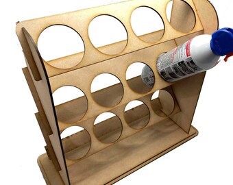 Wood Paint Bottle Rack Organizer for Paint Spray Aerosol Cans  - 12 Paint Can Rack